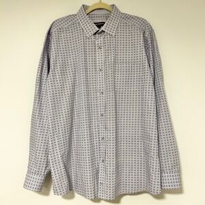 Johnston & Murphy Mens Dress Shirt Patterned Long Sleeve Button Up‎ XL